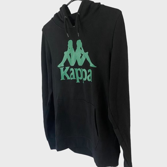 Kappa Logo Hoodie Mens Size Small Black And Green Graphic Long Sleeve Sweatshirt - Picture 2 of 13
